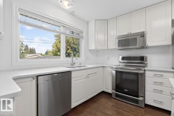 White cabinetry paired with stainless steel appliances - 