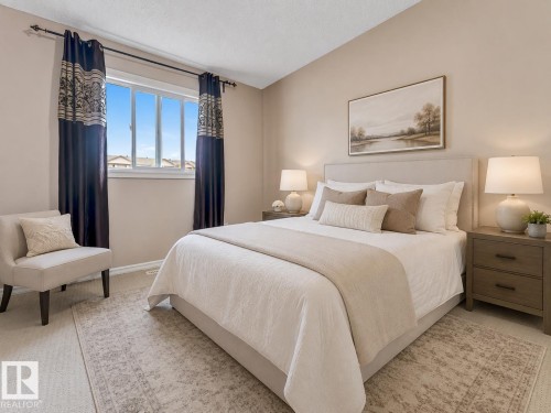 AI-ENHANCED IMAGE — FOR ILLUSTRATION PURPOSES ONLY - 7743 8 Avenue Sw, Edmonton, AB - Indoor Photo Showing Bedroom