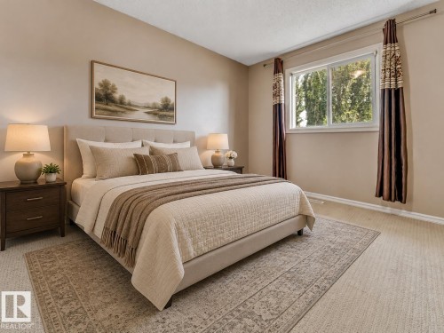 AI-ENHANCED IMAGE — FOR ILLUSTRATION PURPOSES ONLY - 7743 8 Avenue Sw, Edmonton, AB - Indoor Photo Showing Bedroom