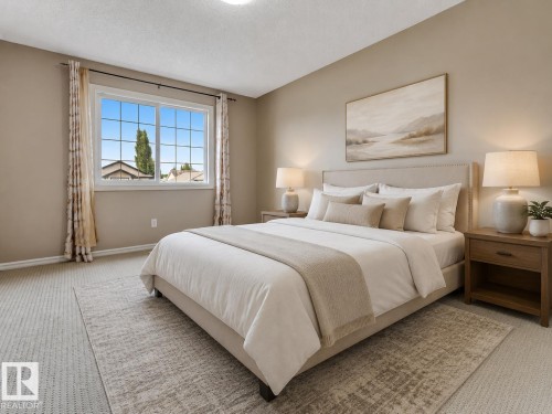 AI-ENHANCED IMAGE — FOR ILLUSTRATION PURPOSES ONLY - 7743 8 Avenue Sw, Edmonton, AB - Indoor Photo Showing Bedroom