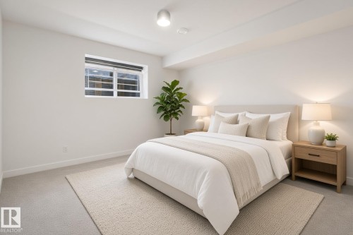 Recessed lighting, light-colored carpet, window with horizontal blinds, neutral wall tones, and ceiling-mounted light fixture - 10925 University Avenue Nw, Edmonton, AB 