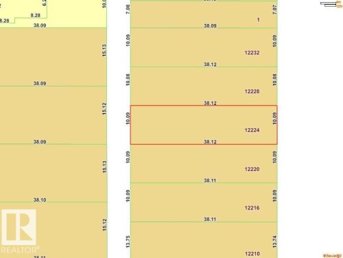 Property Plot Map. Illustrating lot dimensions and identification numbers for the property - 12224 93 Street Nw, Edmonton, AB 