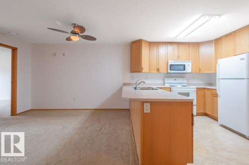 Nice dining area with room for china cabinet & dining table.  Also seating at the countertop bar. - #203 8912 156 St Nw, Edmonton, AB 