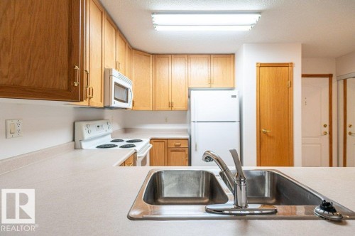 Double sinks facing into the Dining and Living room to take in the beautiful garden view. - #203 8912 156 St Nw, Edmonton, AB 