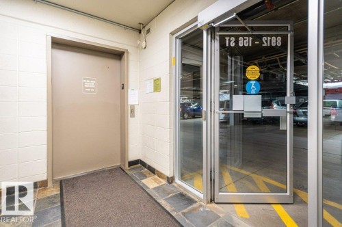 Elevator access to the parkade.  Nice bright open spaces. - #203 8912 156 St Nw, Edmonton, AB 