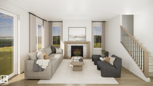 15 Darby Crescent, Spruce Grove, AB - Indoor Photo Showing Living Room With Fireplace