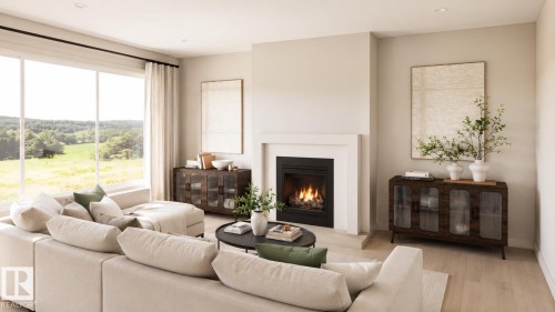 34 Sydwyck Circle, Spruce Grove, AB - Indoor Photo Showing Living Room With Fireplace