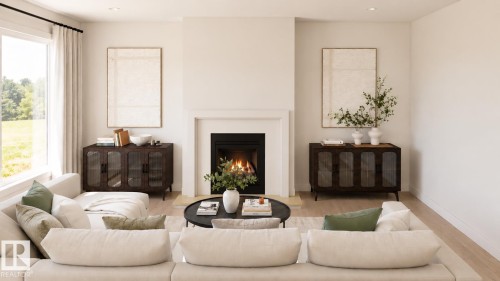 34 Sydwyck Circle, Spruce Grove, AB - Indoor Photo Showing Living Room With Fireplace