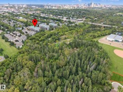 Residential buildings surrounded by extensive mature trees - 