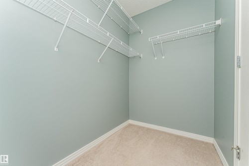 Walk-in closet featuring wire shelving, neutral wall paint, and plush carpeting - 1254 Mcallister Way Sw, Edmonton, AB 