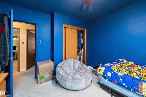 Recessed closet with natural wood-tone sliding doors - 10621 60A Avenue Nw, Edmonton, AB 