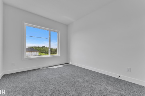 Expansive window, neutral wall paint, gray carpet flooring, white trim - 1129 Starling Drive Nw, Edmonton, AB 