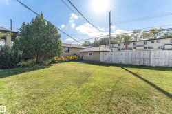 Expansive lawn with mature trees and established landscaping - 