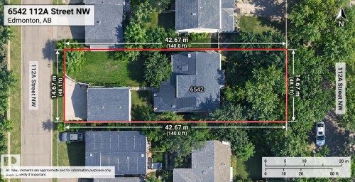 Property Survey. Illustrating the property boundaries and dimensions with an aerial view - 6542 112A Street Nw, Edmonton, AB 