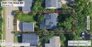 Property Survey. Illustrating the property boundaries and dimensions with an aerial view - 6542 112A Street Nw, Edmonton, AB 