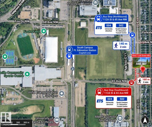 Map. Illustrating the property's location relative to transportation routes and local facilities - 6542 112A Street Nw, Edmonton, AB 