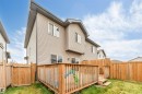 Two-story exterior with siding, featuring a wooden deck with railing, a wooden privacy fence, and a grassy lawn - 2004 15 Avenue Nw, Edmonton, AB 