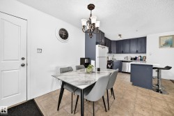 Kitchen featuring dark cabinetry, stainless steel appliances, and a breakfast bar - 