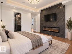 Accent wall with an integrated electric fireplace - 