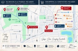 Promotional Flyer. Displaying proximity of the property to educational institutions, recreational areas, and commercial establishments - 