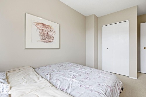 Neutral-toned walls with carpet flooring, featuring a white bi-fold closet door - 11317 22 Avenue Nw, Edmonton, AB 