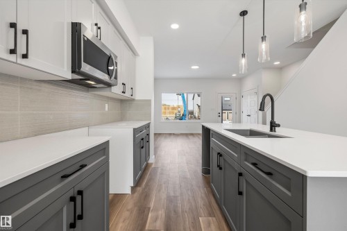 18847 29 Avenue Nw, Edmonton, AB - Indoor Photo Showing Kitchen With Double Sink With Upgraded Kitchen