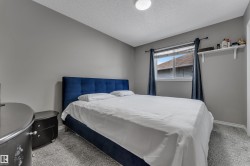 Carpeted flooring, neutral wall paint, ceiling-mounted light fixture, and a window with white framing - 