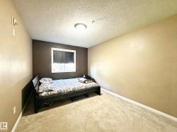 Wall-to-wall carpeting, window with roller blind, ceiling-mounted light fixture, and two-tone wall finishes - 