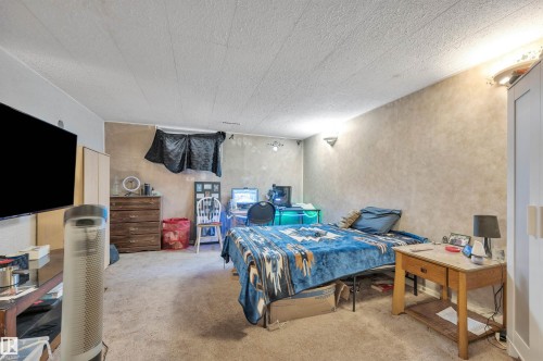 Textured walls, built-in wall lighting, and carpeted flooring - 8812 135A Avenue Nw, Edmonton, AB 