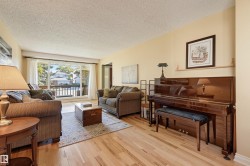 Hardwood flooring, expansive window, neutral wall paint, and a textured ceiling - 
