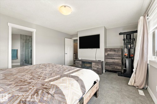 Carpeted room with light gray walls, a flush-mount ceiling light, and white trim - 2011 Genesis Lane, Stony Plain, AB 