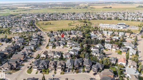 Aerial perspective showcasing a residential neighborhood with varied architectural styles - 10621 175A Avenue Nw, Edmonton, AB 