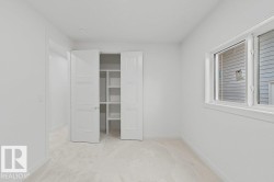 Bright room featuring white walls, white trim, and light carpeting - 