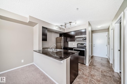#210 3315 James Mowatt Tr Sw Sw, Edmonton, AB - Indoor Photo Showing Kitchen With Double Sink