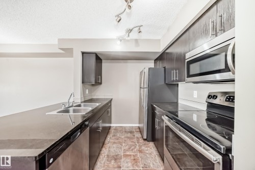 #210 3315 James Mowatt Tr Sw Sw, Edmonton, AB - Indoor Photo Showing Kitchen With Double Sink