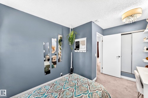 Wall-to-wall carpeting with light-toned walls, featuring a sliding closet door and a white paneled interior door - 5620 93A Avenue Nw, Edmonton, AB 