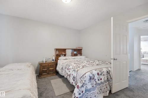 Gray carpeting, neutral wall paint, and a built-in overhead light fixture - 15911 38 Street Nw, Edmonton, AB 