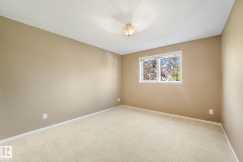 Neutral tone walls with white trim, light-colored carpeting, and a single window - 1271 Ormsby Lane Nw, Edmonton, AB 