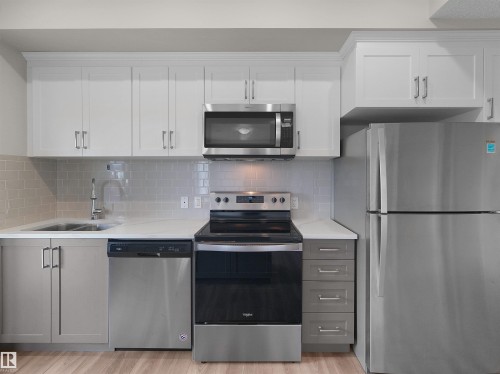 #3 446 Allard Bv Sw, Edmonton, AB - Indoor Photo Showing Kitchen With Stainless Steel Kitchen With Double Sink With Upgraded Kitchen