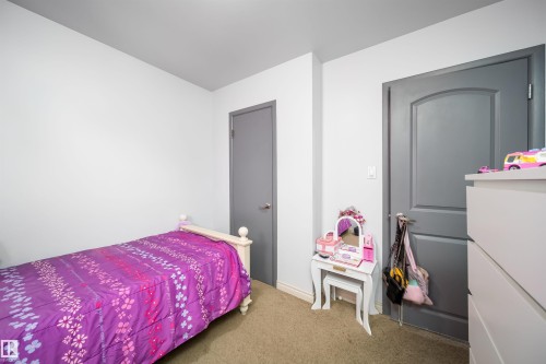 Light-toned wall finishes, carpet flooring, and two solid panel doors with metal hardware - 10245 160 Street Nw, Edmonton, AB 