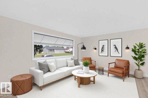 Hardwood-finish flooring, recessed lighting, and a large window with horizontal blinds - 13511 114 Street Nw, Edmonton, AB 