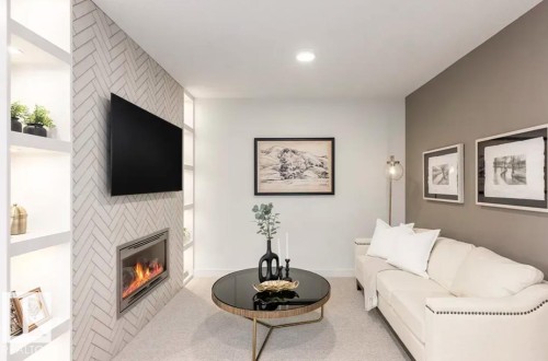 5611 Parc Reunis Way, Beaumont, AB - Indoor Photo Showing Living Room With Fireplace