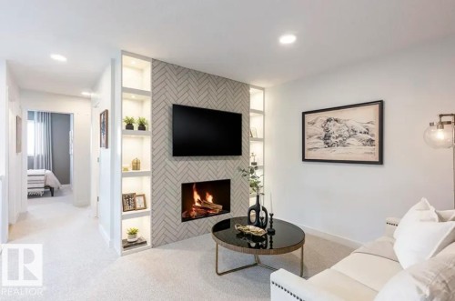 5611 Parc Reunis Way, Beaumont, AB - Indoor Photo Showing Living Room With Fireplace