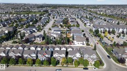 Expansive residential area featuring numerous detached homes with diverse architectural styles, tree-lined streets, and multiple apartment buildings - 