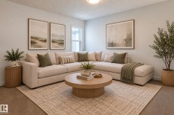 Recessed lighting, window, and wall-to-wall carpeting - 
