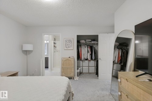 Neutral wall color with recessed lighting, carpet flooring, and a walk-in closet with built-in shelving - 8535 Ellis Link Link Nw, Edmonton, AB 