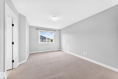 Carpeted flooring with a white trim, light gray painted walls, and a white ceiling light fixture - Edmonton, AB 