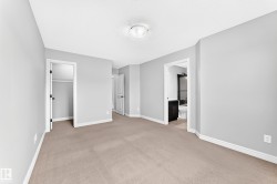 Neutral-toned carpeting, light gray wall paint, and a ceiling-mounted light fixture - 