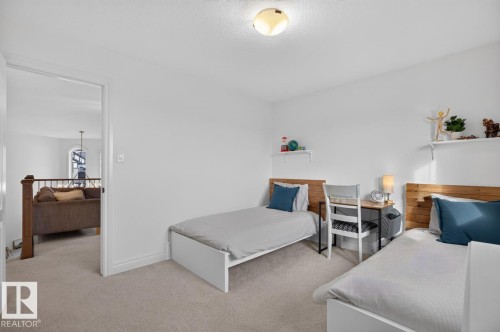 Carpeted flooring throughout, recessed wall shelving, and a bright overhead light fixture - 21 Altadena Point(E), Sherwood Park, AB 