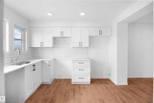 #100 3705 141 St Sw, Edmonton, AB - Indoor Photo Showing Kitchen With Double Sink